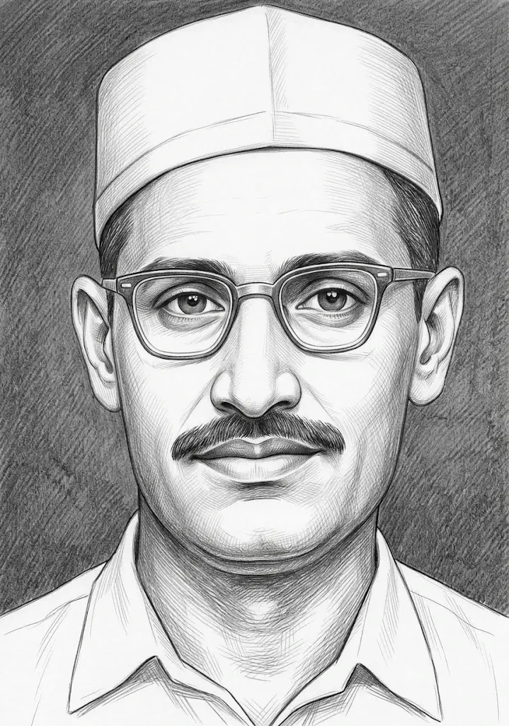 Pencil portrait of Madanlal Shivnarayan Samdani