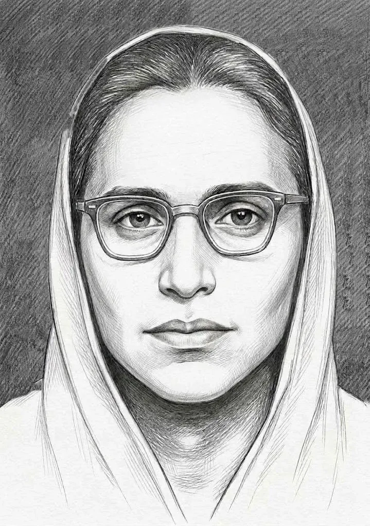Pencil portrait of Mohinidevi Samdani